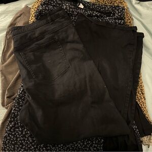 black stretch wide leg jeans